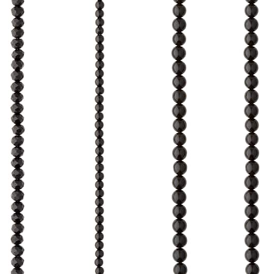 12 Pack: Black Mixed Glass Round Beads by Bead Landing™